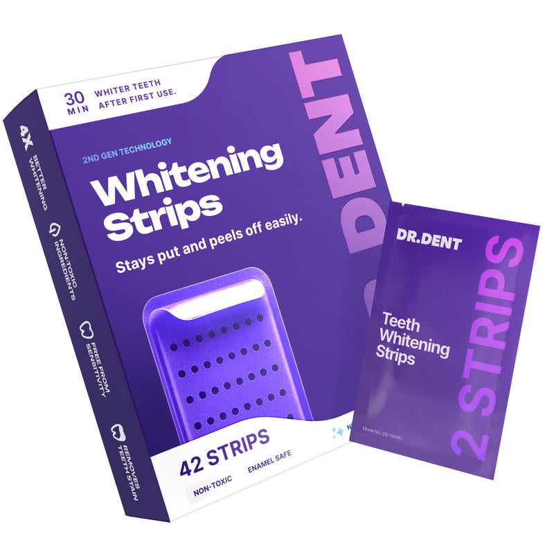 DRDENT Purple Teeth Whitening Strips - 21 Sessions of Enamel-Safe, Non-Sensitive, Peroxide-Free Formula for a Bright Smile!
